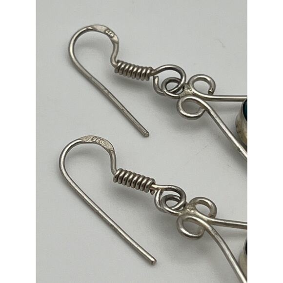 The Turquoise Dangle Earrings, 1 – Calli Co. Silver Vintage Sterling Silver 925 Turquoise Dangle Earrings